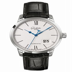Glashutte Original Senator Excellence Panorama Date Stainless Steel / Silver / Alligator / Pin 1-36-03-01-02-01