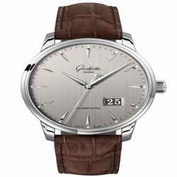 Glashutte Original Senator Excellence Panorama Date Stainless Steel / Grey / Alligator / Folding 1-36-03-03-02-31