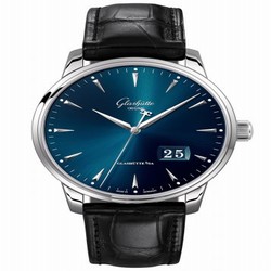Glashutte Original Senator Excellence Panorama Date Stainless Steel / Blue / Alligator / Pin 1-36-03-04-02-01