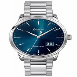 Glashutte Original Senator Excellence Panorama Date Stainless Steel / Blue / Bracelet 1-36-03-04-02-70