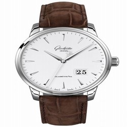 Glashutte Original Senator Excellence Panorama Date Stainless Steel / Silver / Alligator / Folding 1-36-03-05-02-51