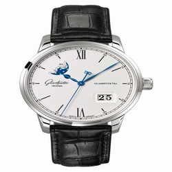 Glashutte Original Senator Excellence Panorama Date Moonphase Stainless Steel / Silver / Alligator / Pin 1-36-04-01-02-01