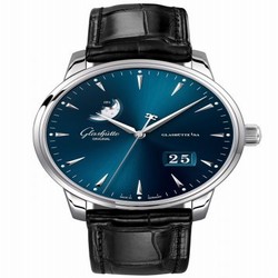 Glashutte Original Senator Excellence Panorama Date Moonphase Stainless Steel / Blue / Alligator / Folding 1-36-04-04-02-50