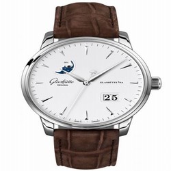 Glashutte Original Senator Excellence Panorama Date Moonphase Stainless Steel / Silver / Alligator / Pin 1-36-04-05-02-02