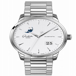 Glashutte Original Senator Excellence Panorama Date Moonphase Stainless Steel / Silver / Alligator / Folding 1-36-04-05-02-70