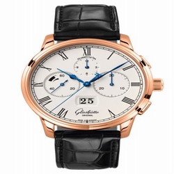 Glashutte Original Senator Chronograph Panorama Date Red Gold / Silver / Alligator / Pin 1-37-01-01-05-01