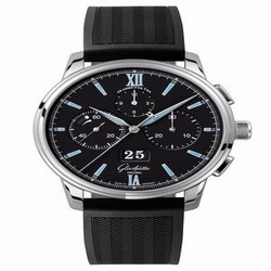 Glashutte Original Senator Chronograph Panorama Date Stainless Steel / Black / Rubber / Folding 1-37-01-03-02-33