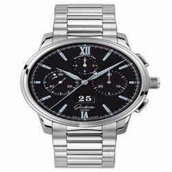 Glashutte Original Senator Chronograph Panorama Date Stainless Steel / Black / Bracelet 1-37-01-03-02-70