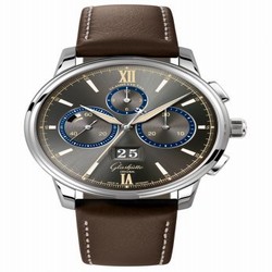 Glashutte Original Senator Chronograph Panorama Date Capital Edition Stainless Steel / Grey / Calf / Folding 1-37-01-04-02-55