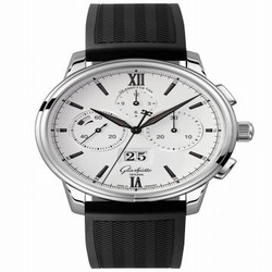 Glashutte Original Senator Chronograph Panorama Date Stainless Steel / Silver / Rubber / Folding 1-37-01-05-02-53