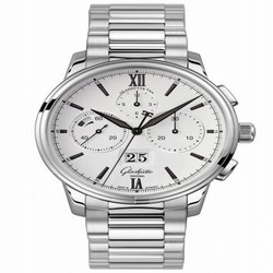 Glashutte Original Senator Chronograph Panorama Date Stainless Steel / Silver / Bracelet 1-37-01-05-02-70