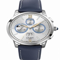 Glashutte Original Senator Chronograph Panorama Date Capital Edition Platinum / Silver / Calf / Pin 1-37-01-06-03-35