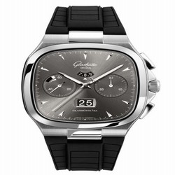 Glashutte Original Seventies Chronograph Panorama Date Ruthenium / Rubber / Folding 1-37-02-01-02-53