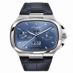 Glashutte Original Seventies Chronograph Panorama Date Blue / Alligator / Folding 1-37-02-03-02-50