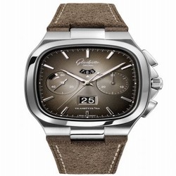 Glashutte Original Seventies Chronograph Panorama Date Grey / Nubuck / Folding 1-37-02-05-02-35