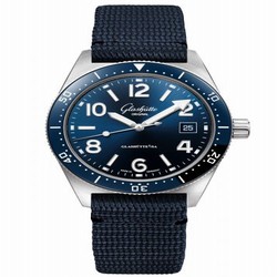 Glashutte Original SeaQ Date Stainless Steel / Blue / Textile / Pin 1-39-11-09-81-08