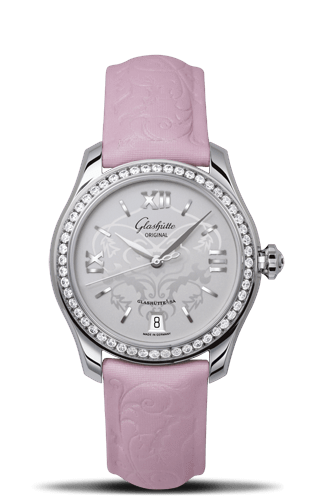 Glashutte Original Lady Serenade Stainless Steel / Diamond / Pink / Calf / Folding 1-39-22-03-22-04