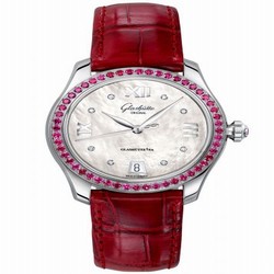 Glashutte Original Lady Serenade Stainless Steel / Ruby / MOP / Alligator / Folding 1-39-22-10-30-04