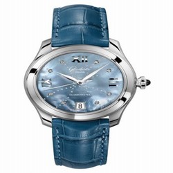 Glashutte Original Lady Serenade Stainless Steel / Blue MOP - Index Line / Alligator / Folding 1-39-22-11-02-04