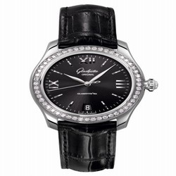 Glashutte Original Lady Serenade Stainless Steel / Diamond / Black / Alligator / Pin 1-39-22-20-22-44