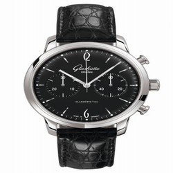 Glashutte Original Sixties Chronograph Stainless Steel / Black / Alligator / Pin 1-39-34-02-22-04