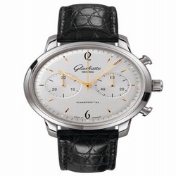 Glashutte Original Sixties Chronograph Stainless Steel / Silver / Alligator / Pin 1-39-34-03-22-04