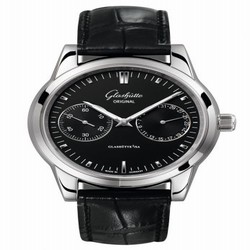 Glashutte Original Senator Hand Date Stainless Steel / Black / Alligator / Pin 1-39-58-01-02-04