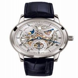 Glashutte Original Senator Moon Phase White Gold / Skeleton / Alligator / Pin 1-49-13-15-04-01