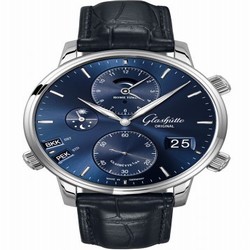 Glashutte Original Senator Cosmopolite Stainless Steel / Blue / Alligator / Folding 1-89-02-05-02-30