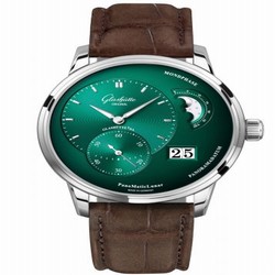 Glashutte Original PanoMatic Lunar Stainless Steel / Green / Alligator / Pin 1-90-02-13-32-02