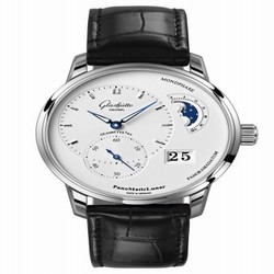 Glashutte Original PanoMatic Lunar Stainless Steel / Silver / Alligator / Folding 1-90-02-42-32-50