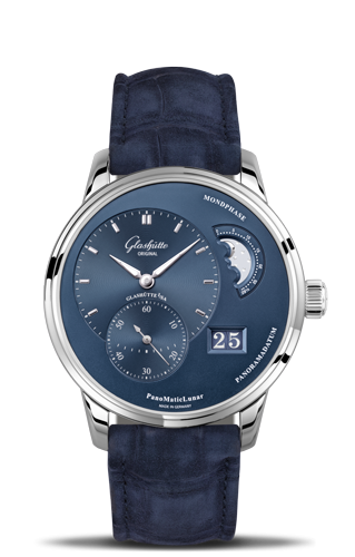 Glashutte Original PanoMatic Lunar Stainless Steel / Blue / Alligator 1-90-02-46-32-30