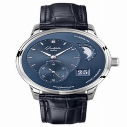 Glashutte Original PanoMatic Lunar Stainless Steel / Blue / Alligator / Folding 1-90-02-46-32-35