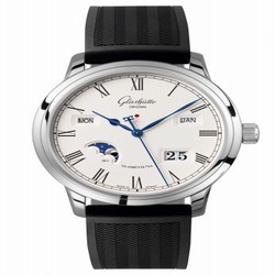 Glashutte Original Senator Perpetual Calendar Stainless Steel / Silver / Rubber / Folding 100-02-22-12-53