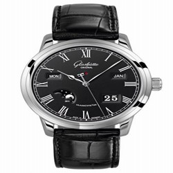Glashutte Original Senator Perpetual Calendar Stainless Steel / Black / Alligator / Folding 100-02-25-12-05