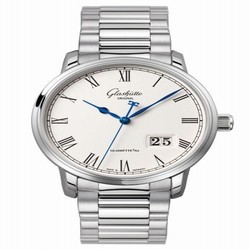 Glashutte Original Senator Panorama Date Stainless Steel / Silver / Bracelet 100-03-32-42-14