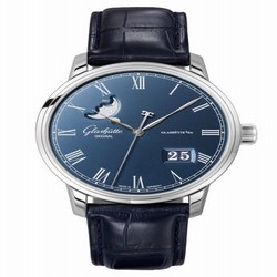 Glashutte Original Senator Panorama Date Moonphase Stainless Steel / Blue / Alligator / Pin 100-04-05-12-01