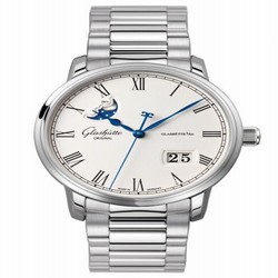 Glashutte Original Senator Panorama Date Moon Phase Stainless Steel / Silver / Bracelet 100-04-32-12-14