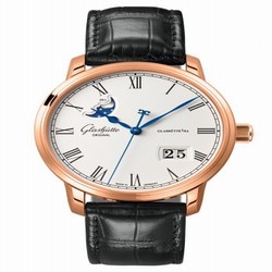 Glashutte Original Senator Panorama Date Moon Phase Red Gold / Silver / Alligator / Folding 100-04-32-15-04