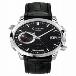 Glashutte Original Senator Diary Stainless Steel / Black / Alligator / Folding 100-13-02-02-04
