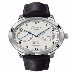 Glashutte Original Senator Observer Stainless Steel / Silver / Calf / Folding 100-14-05-02-05