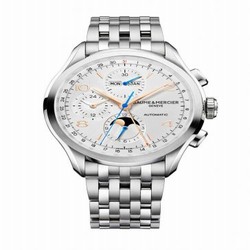 Baume & Mercier Clifton Chronograph Complete Calendar Stainless Steel / Silver / Bracelet 10279