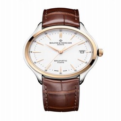 Baume & Mercier Clifton Baumatic Stainless Steel / Yellow Gold / White / Alligator 10401
