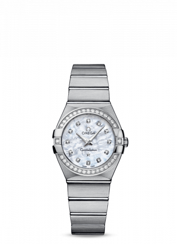 Omega Constellation Quartz 27 Brushed Stainless Steel / Diamond / MOP 123.15.27.60.55.001