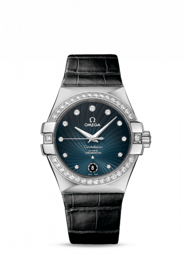 Omega Constellation Co-Axial 35 Stainless Steel / Diamond / Blue Supernova / Alligator 123.18.35.20.56.001