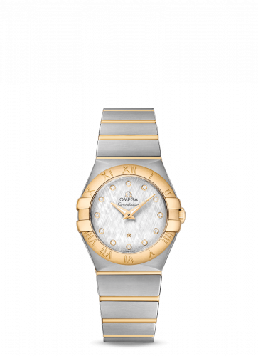 Omega Constellation Quartz 27 Brushed Stainless Steel / Yellow Gold / Silver Silk 123.20.27.60.52.001