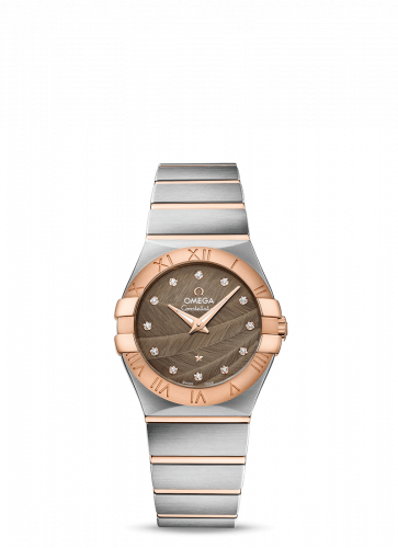 Omega Constellation Quartz 27 Brushed Stainless Steel / Red Gold / Brown Feather 123.20.27.60.63.003