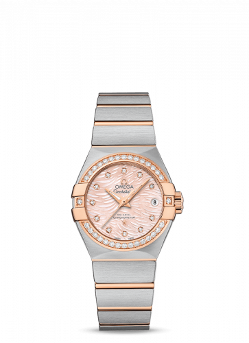 Omega Constellation Co-Axial 27 Brushed Stainless Steel / Red Gold / Diamond / Pink MOP 123.25.27.20.57.004