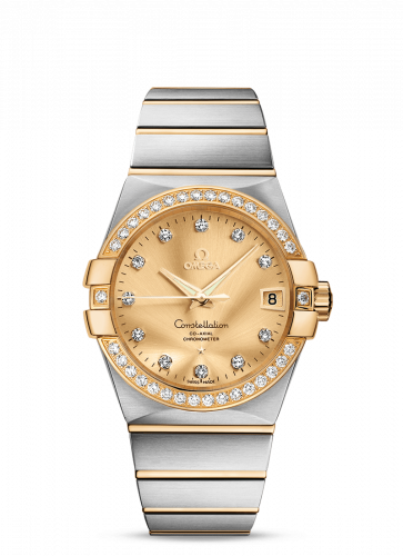 Omega Constellation Co-Axial 38 Stainless Steel / Yellow Gold / Diamond / Champagne 123.25.38.21.58.001