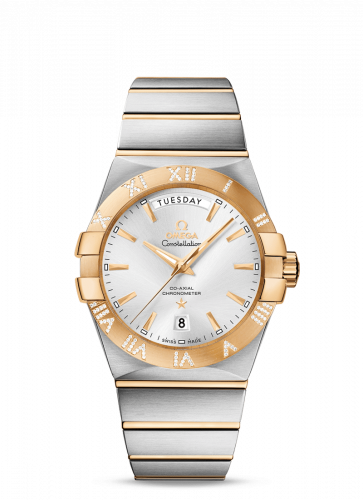 Omega Constellation Co-Axial 38 Day-Date Stainless Steel / Yellow Gold / Diamond / Silver 123.25.38.22.02.002
